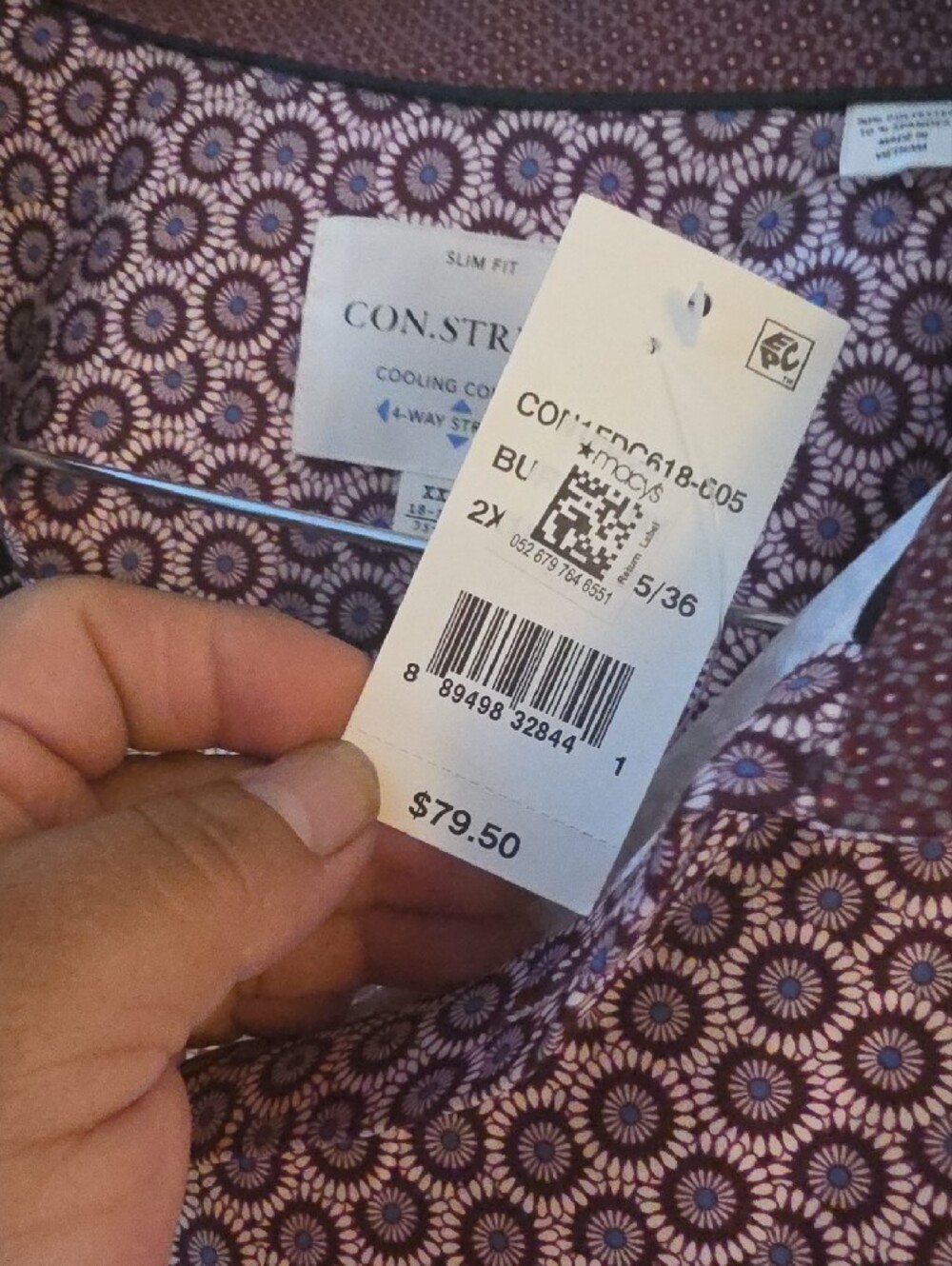 CON.STRUCT Men's Slim Purple Geometric Button-Down Shirt - Picture 4 of 11